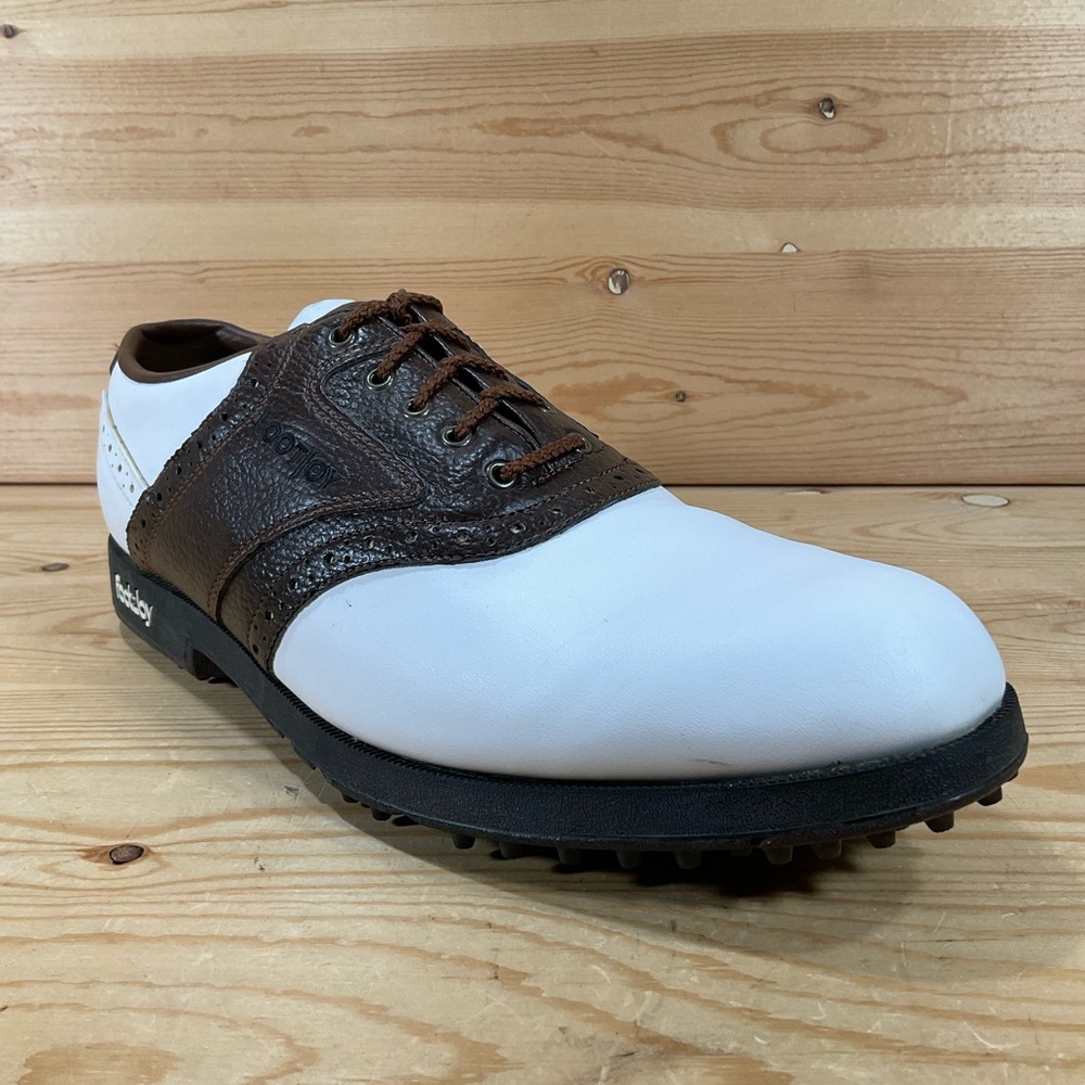 FootJoy FJ GreenJoys Golf Shoes Men’s 10.5 M White Brown Saddle Oxford 45500